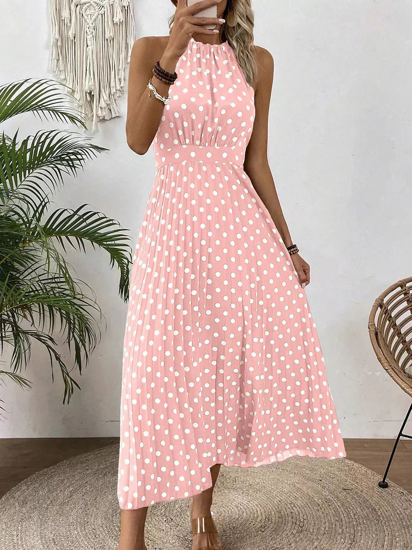 Women's Pleated Halter Maxi Dress