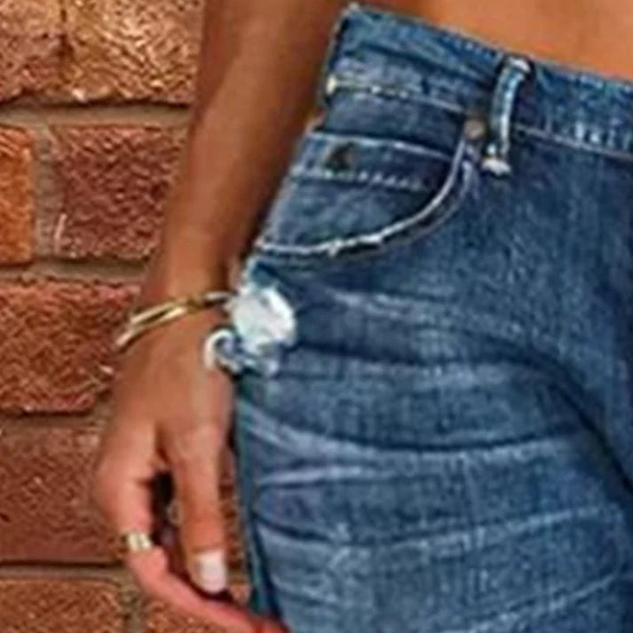 Women's Distressed Straight-Leg Jeans