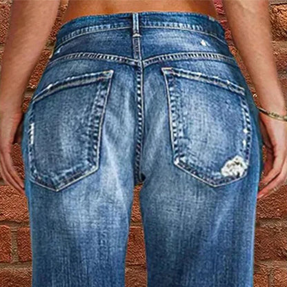 Women's Distressed Straight-Leg Jeans