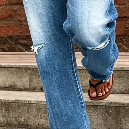 Women's Distressed Straight-Leg Jeans