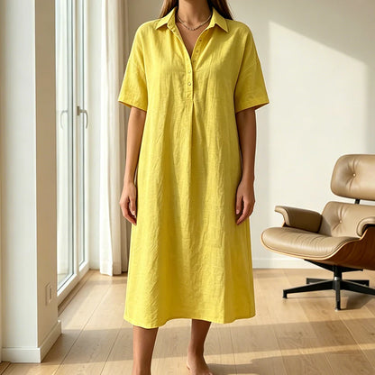Women's Collared Button-Front Midi Dress