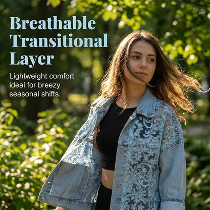 Women's Loose Lace Patchwork Denim Jacket