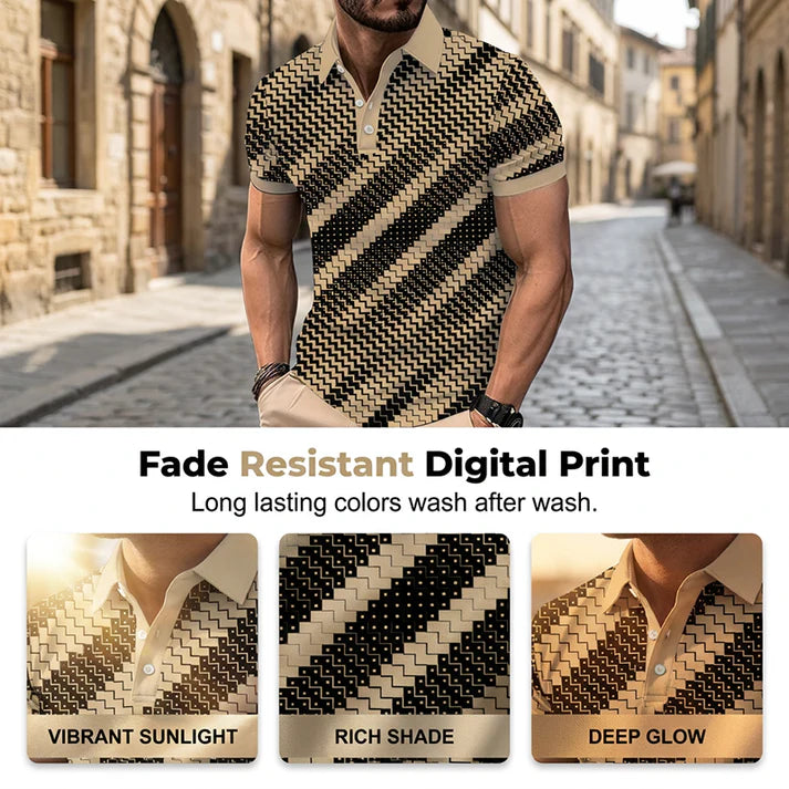 Men's Geometric Pattern Polo Shirt