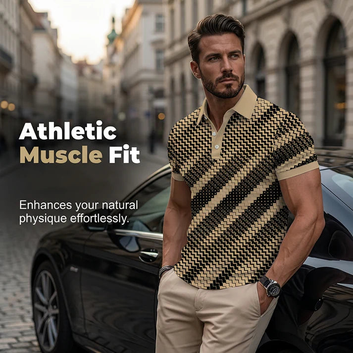 Men's Geometric Pattern Polo Shirt
