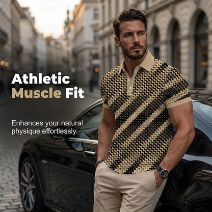 Men's Geometric Pattern Polo Shirt