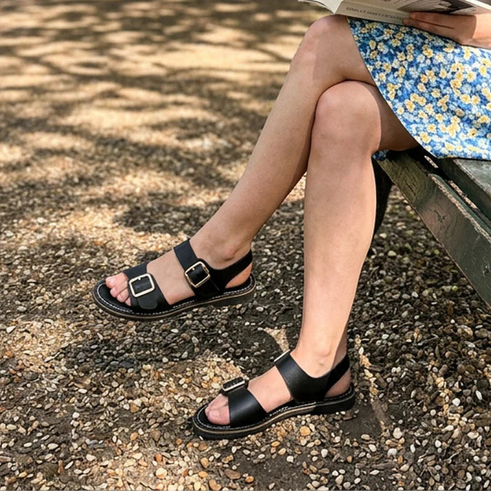 Women's Double Buckle Flat Sandals