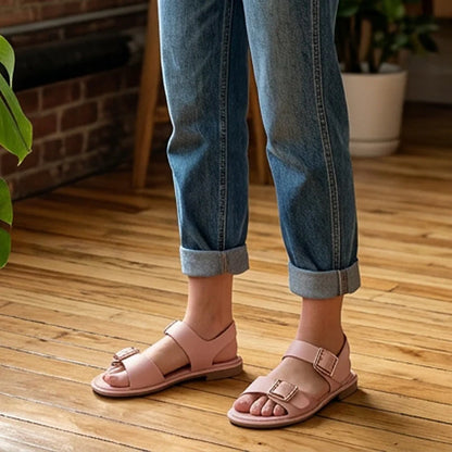 Women's Double Buckle Flat Sandals