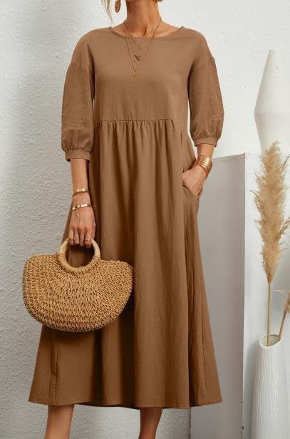 Women's Gathered Waist Casual Dress