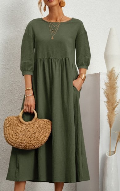 Women's Gathered Waist Casual Dress