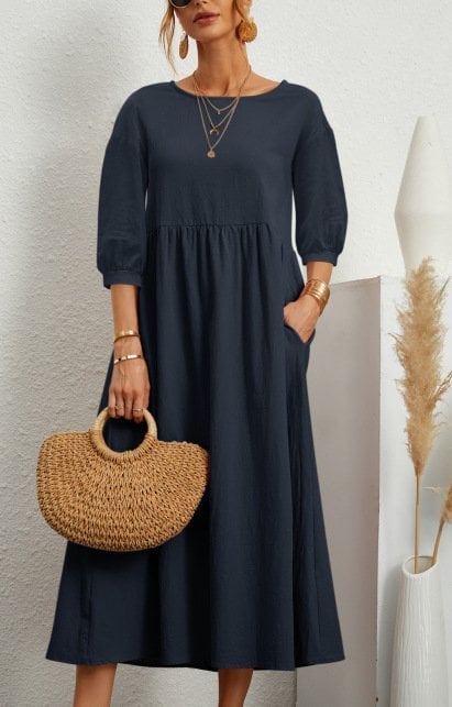 Women's Gathered Waist Casual Dress