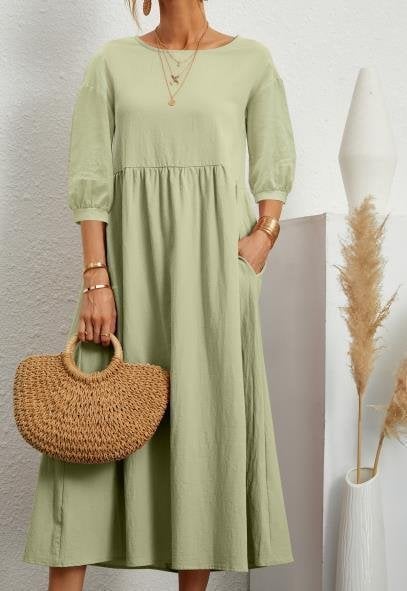 Women's Gathered Waist Casual Dress
