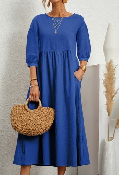 Women's Gathered Waist Casual Dress
