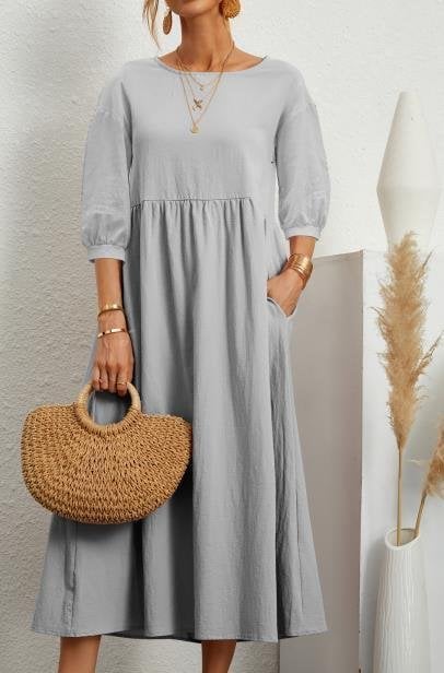 Women's Gathered Waist Casual Dress
