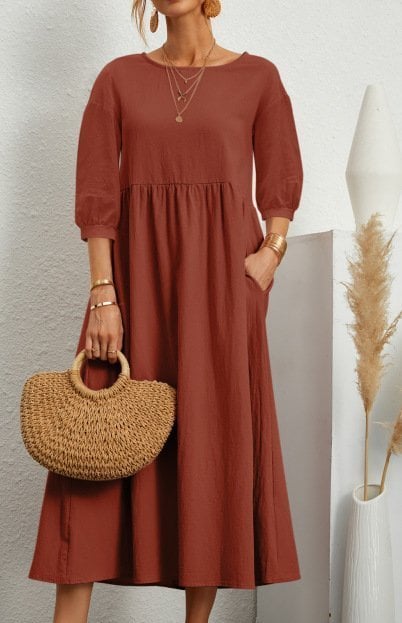 Women's Gathered Waist Casual Dress