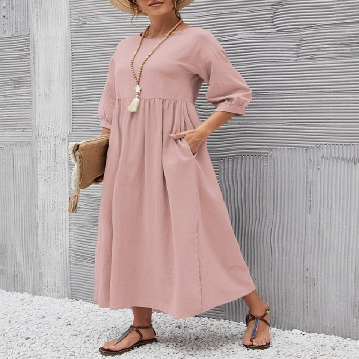 Women's Gathered Waist Casual Dress