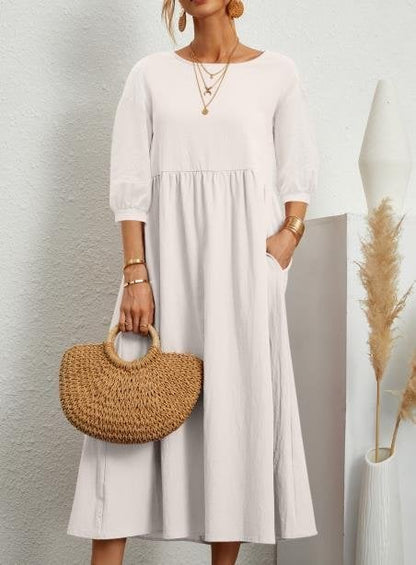 Women's Gathered Waist Casual Dress