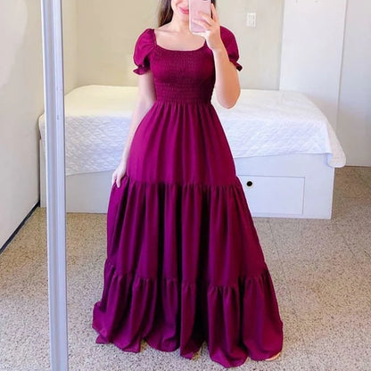 Women's Smocked Puff Sleeve Maxi Dress