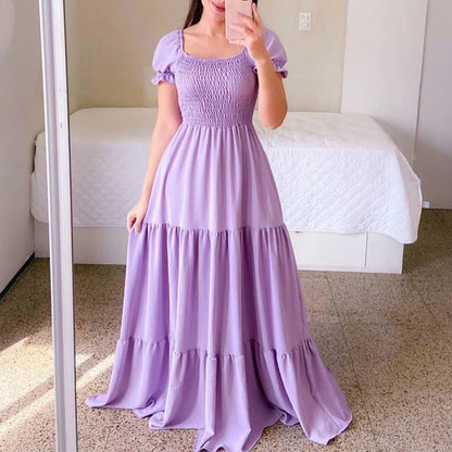 Women's Smocked Puff Sleeve Maxi Dress