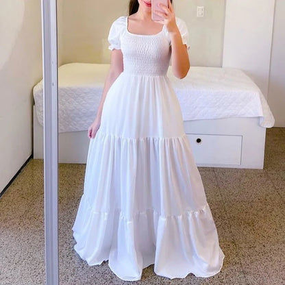 Women's Smocked Puff Sleeve Maxi Dress