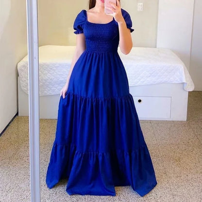 Women's Smocked Puff Sleeve Maxi Dress