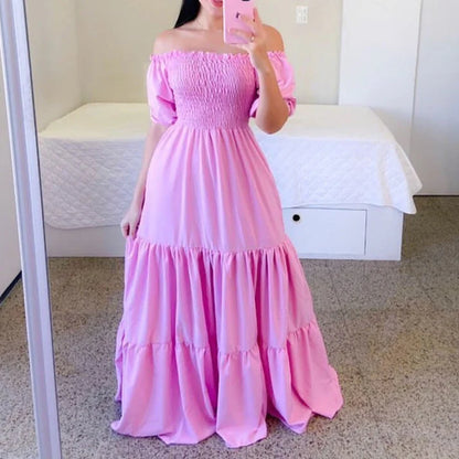 Women's Smocked Puff Sleeve Maxi Dress