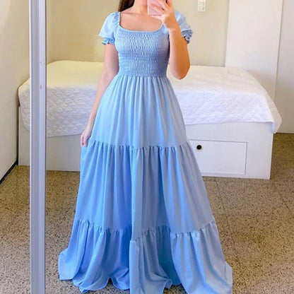 Women's Smocked Puff Sleeve Maxi Dress