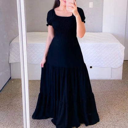 Women's Smocked Puff Sleeve Maxi Dress