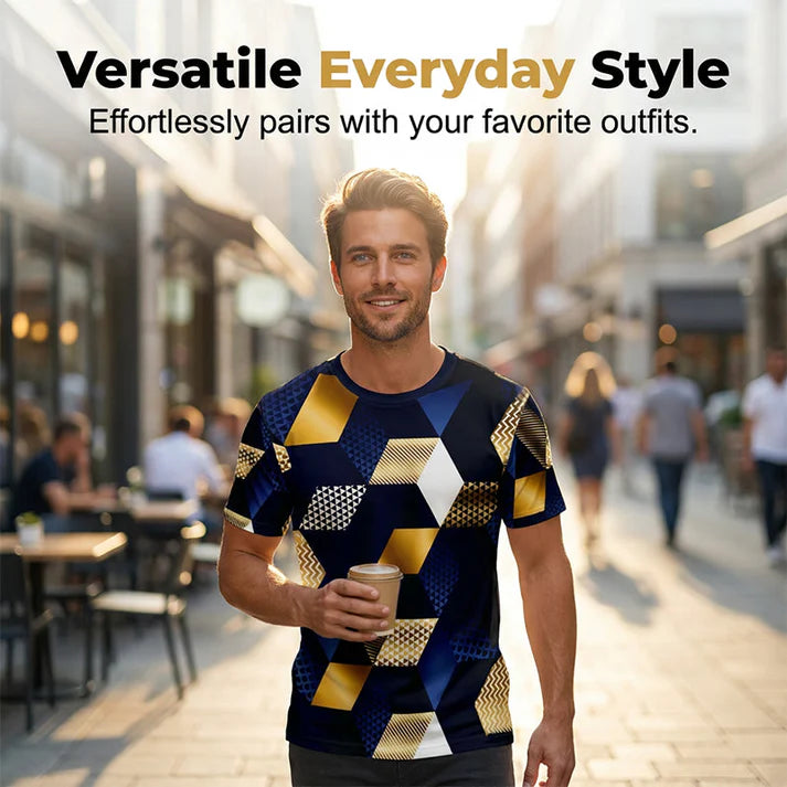 Men's Geometric Print Crew Neck T-Shirt