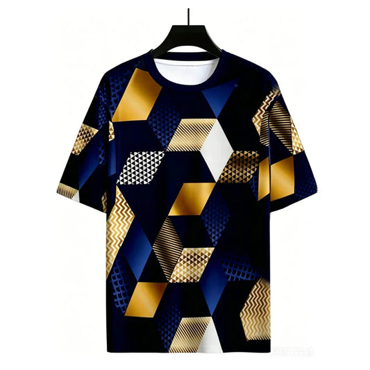 Men's Geometric Print Crew Neck T-Shirt