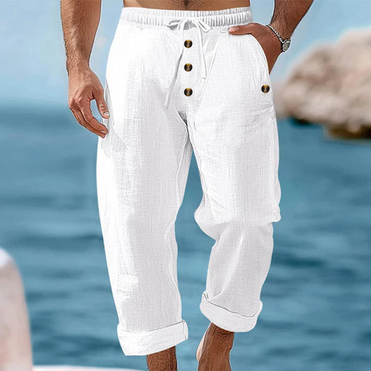 Men's Drawstring Casual Linen Pants