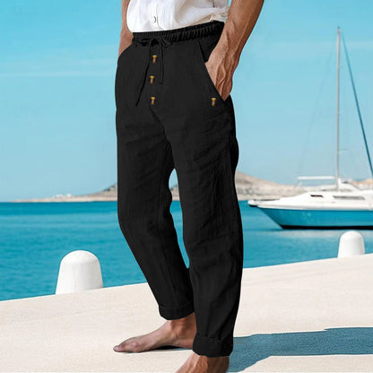 Men's Drawstring Casual Linen Pants