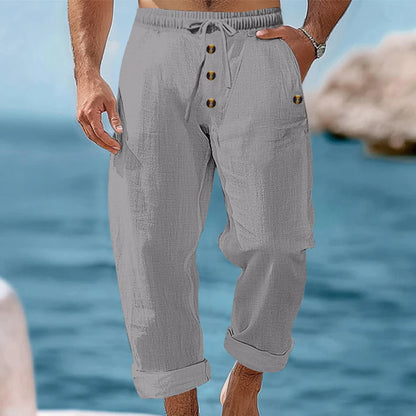 Men's Drawstring Casual Linen Pants