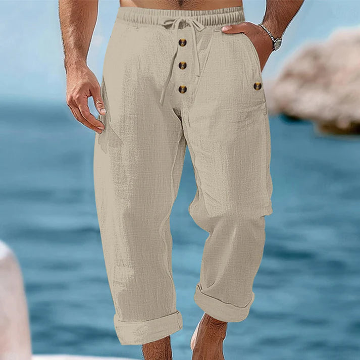 Men's Drawstring Casual Linen Pants