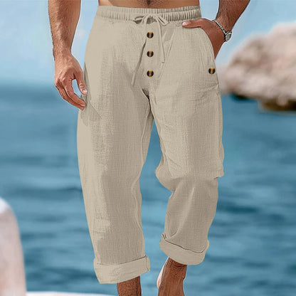 Men's Drawstring Casual Linen Pants