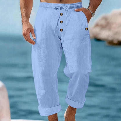 Men's Drawstring Casual Linen Pants