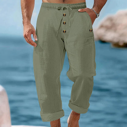 Men's Drawstring Casual Linen Pants