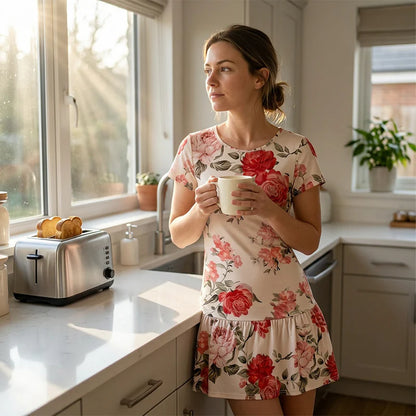 Women's Floral Print Ruffled Hem Dress