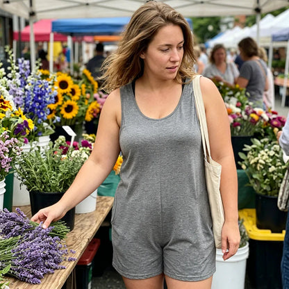 Women's Sleeveless Pocket Romper