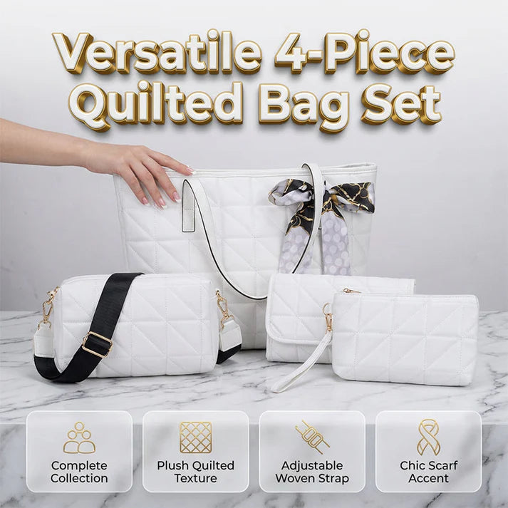 Women's Quilted 4-Piece Handbag Set