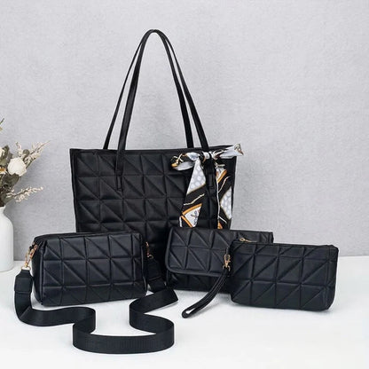 Women's Quilted 4-Piece Handbag Set