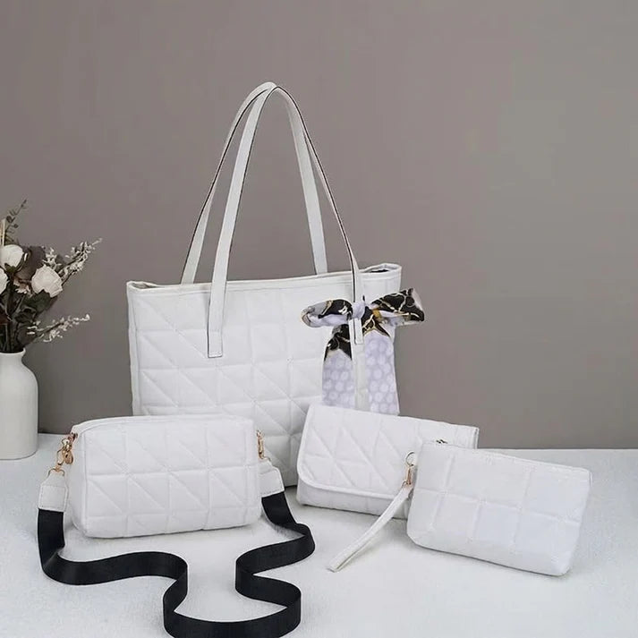Women's Quilted 4-Piece Handbag Set