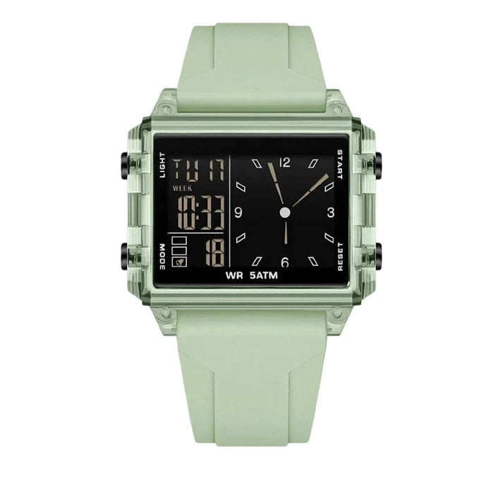 Unisex Transparent Case Dual Display Watch