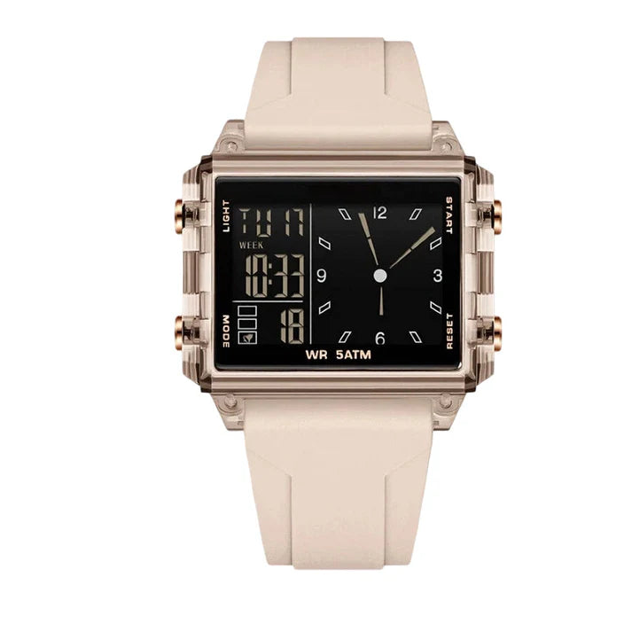 Unisex Transparent Case Dual Display Watch