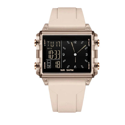 Unisex Transparent Case Dual Display Watch