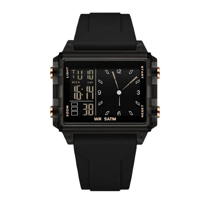 Unisex Transparent Case Dual Display Watch