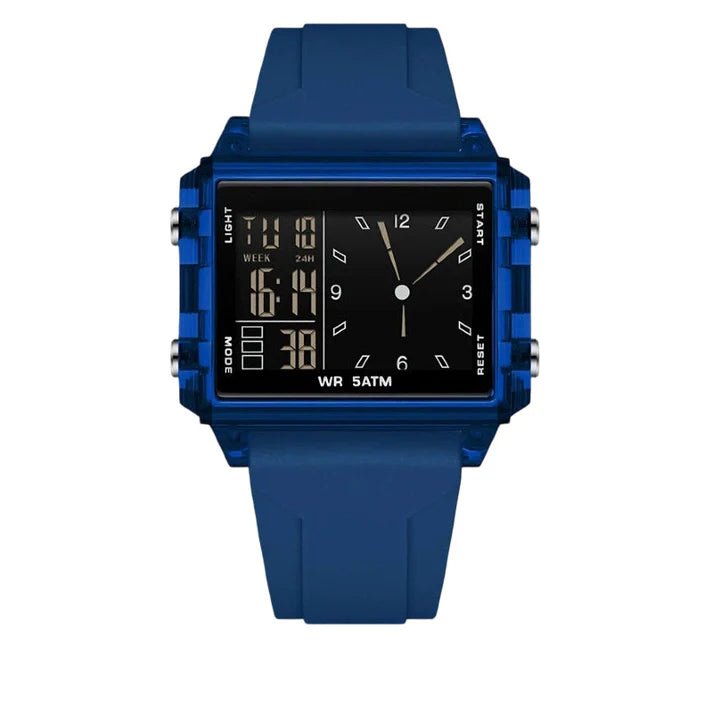 Unisex Transparent Case Dual Display Watch