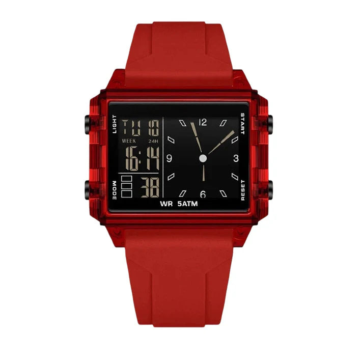 Unisex Transparent Case Dual Display Watch