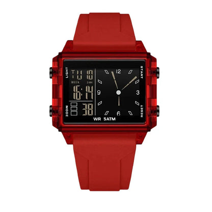 Unisex Transparent Case Dual Display Watch
