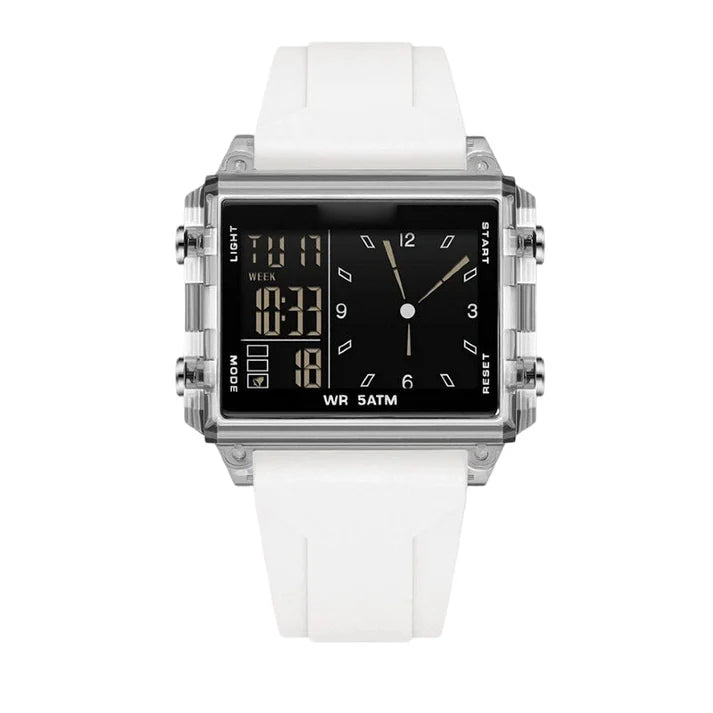Unisex Transparent Case Dual Display Watch