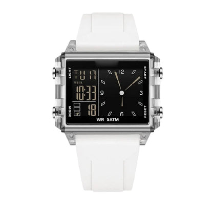 Unisex Transparent Case Dual Display Watch